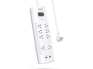 Anker Power Strip Surge Protector with USB, 6ft Extension Cord, 8 Outlets & 2 USB Ports with Flat Plug, PowerIQ for iPhone Xs/XS Max/XR/X, Galaxy, for Home, Office, and More (1200 Joules)