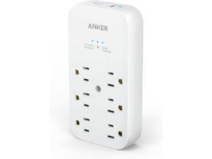 Anker Outlet Extender and USB Wall Charger, 6 Outlets and 2 USB Ports, 20W USB C Power Delivery High-Speed Charging iPhone 12/ iPhone 12 Pro, Multi-Plug for College Dorm Rooms, Home, and Office