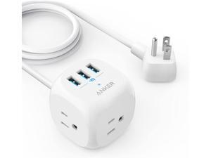 Anker 321 Power Strip, PowerPort Cube USB with 3 Outlets and 3 USB Ports, 5 ft Extension Cord, Flat Plug, Compact for Home Office, Travel, and Dorm Rooms