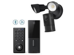 eufy Security Smart Lock D20 (Built-In Wi-Fi) & Floodlight Camera E with Built-in AI, Full 2K HD, 2-Way Audio, No Monthly Fees, 2000-Lumen Brightness, Weatherproof Black