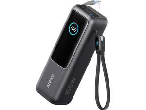 Anker Laptop Power Bank, 25,000mAh Portable Charger with Triple 100W USB-C Ports for Multi-Device Charging, Built-in and Retractable Cables, for iPhone 16/15 Series, MacBook, Samsung, and More