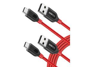 Anker 2Pack 6ft PowerLine USBC to USBA DoubleBraided Nylon Fast Charging Cable for Samsung Galaxy S9S9S8S8Note 8 MacBook LG V20G5G6 and More Red