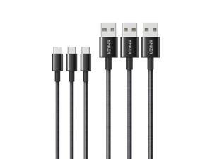 USB Type C Cable, Anker [3-Pack, 6 ft] Premium Nylon USB-C to USB-A Fast Charging Type C Cable, for Samsung Galaxy S10 / S9 / S8 / Note 8, LG V20 / G5 / G6 and More (Black)