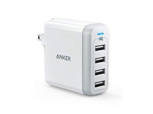 Anker 40W 4-Port USB Wall Charger with Foldable Plug, PowerPort 4 for iPhone 11/11 Pro/Max/ XS/XS Max/XR /X/8/7/6/Plus, iPad Pro/Air 2/Mini 4/3, Galaxy/Note/Edge, LG, Nexus, HTC, and More (White)