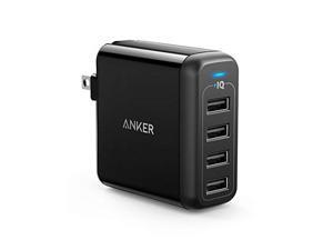 Anker 40W 4-Port USB Wall Charger with Foldable Plug, PowerPort 4 (Black)