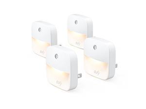 Eufy Lumi Plug-In Night Light, Warm White LED Nightlight, Dusk-To-Dawn Sensor, Bedroom, Bathroom, Kitchen, Hallway, Stairs, Energy Efficient, Compact, 4-pack