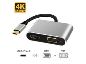 USB C to HDMI 4K Adapter, LUOM USB 3.1 Type C to HDMI VGA Multi Monitors Hub Adapter Cable (Thunderbolt 3 Compatible) Compatible with MacBook/MacBook Pro/Chromebook Pixel