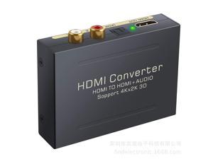 LUOM HDMI Audio Extractor, HDMI to HDMI + Optical Toslink(SPDIF) + RCA(L/R) Stereo Analog Outputs Support 4K 3D 1080P(50/60HZ) for Blu-ray Player Xbox PS3 PS4
