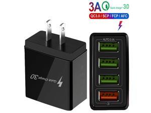 48W Quick Charger 3.0 USB Charger for Samsung A50 A30 iPhone 7 8 Huawei P20 Tablet QC 3.0 Fast Wall Charger - Black