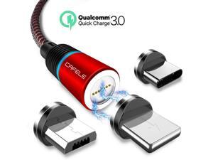 Magnetic Phone Quick Charge 3.0 Charger Cable, New Upgraded 3.0 A Fast Charge & Data Sync 3 in 1 Nylon Braided Magnetic Charging Cable for iOS, Android & Type C Smart Devices (1-Pack, Red, 4ft) Magnetic Phone Quick Charge 3.0 Charger Cable, New Upgraded 3.0 A Fast Charge & Data Sync 3 in 1 Nylon Braided Magnetic Charging Cable for iOS, Android & Type C Smart Devices (1-Pack, Red, 4ft)