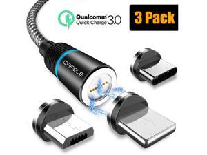 Magnetic Phone Quick Charge 3.0 Charger Cable, New Upgraded 3.0 A Fast Charge & Data Sync 3 in 1 Nylon Braided Magnetic Charging Cable for iOS, Android & Type C Smart Devices (3-Pack, Black, 6.6ft) Magnetic Phone Quick Charge 3.0 Charger Cable, New Upgraded 3.0 A Fast Charge & Data Sync 3 in 1 Nylon Braided Magnetic Charging Cable for iOS, Android & Type C Smart Devices (3-Pack, Black, 6.6ft)