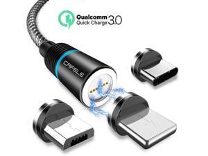 Magnetic Phone Quick Charge 3.0 Charger Cable, New Upgraded 3.0 A Fast Charge & Data Sync 3 in 1 Nylon Braided Magnetic Charging Cable for iOS, Android & Type C Smart Devices (1-Pack, Black, 4ft) Magnetic Phone Quick Charge 3.0 Charger Cable, New Upgraded 3.0 A Fast Charge & Data Sync 3 in 1 Nylon Braided Magnetic Charging Cable for iOS, Android & Type C Smart Devices (1-Pack, Black, 4ft)