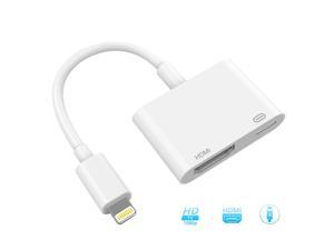 Converter iPhone to HDMI Digital AV Adapter,2 in 1 Plug and Play 1080P HD TV Connector Compatible with iPhone iPad iPod Models on TV/Monitor/Projector Lighting to HDMI Adapter 
