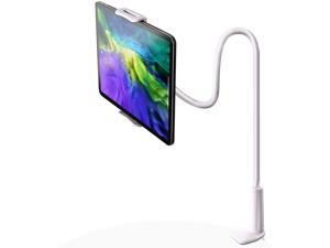 Gooseneck Tablet or Phone Holder with Secure Clamp and Table Grip Stand for Reading, Studying, Watching, and Working  Fits All Devices Between 4.7" - 10.6" inch  30" Flexible Arm  White