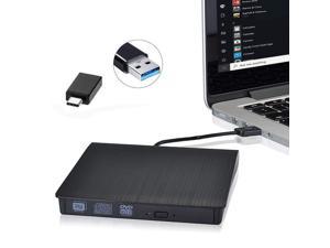 USB3.0 USB-C Super Multi Ultra Slim Portable DVD Rewriter External Drive Support for PC and Mac, Black (XD001)