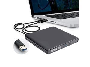 LUOM Aluminum External DVD Drive for Laptop, Portable High-Speed USB-C&USB 3.0 CD Burner/DVD Reader Writer for PC Desktops, Compatible with Windows/Mac OSX/Linux (XD058), Black