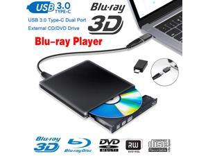 External Blu Ray DVD Drive 3D,LUOM USB 3.0 and Type-C Bluray DVD CD RW Row  Burner Player Rewriter Compatible for MacBook OS Windows 7 8 10 PC iMac -  