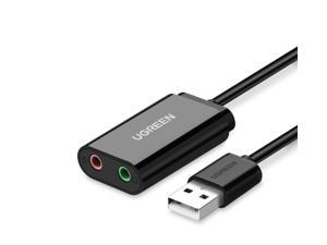 black,100 cm USB External Sound Card Audio Adapter 2 in 1USB to 3.5mm Headphone and Microphone Jack Audio Adapter with 3.5mm Combo Aux Stereo Converter for Headset Mac PS4 PC Laptop Desktops Windows 