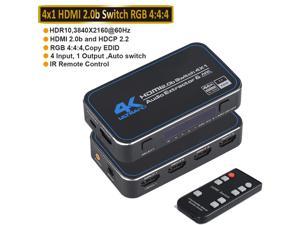 HDMI 20 Switcher 4 in 1 out 4K60Hz HDMI Splitter Audio Extractor with Optical 35mm Stereo Audio Out for XBOX 360 PS4 Smart Box Supports Ultra HD Dolby Vision 185Gbps HDR10 HDCP 22  3D  OZQ4