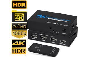 TOTU HDMI Switch 4 Ports (4 x 1) 4K 60Hz HDMI 2.0 Switcher with IR Remote  Control Support HDR & HDCP 2.2 Pass-Through & 3D &Full HD 1080P, Compatible