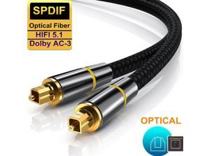 LUOM Optical Digital Audio Cable 3ft Fiber Optical Audio Cable Toslink SPDIF Nylon BraidedGoldPlated for Sound Bar TV Sony Samsung Bose LG Vizio Sonos