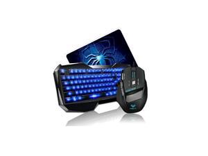 AULA Blue LED Backlight Multimedia USB Gaming Keyboard + 2000 DPI Ergonomic Gaming Mouse + Mouse Pad Set Gaming Combo AULA Blue LED Backlight Multimedia USB Gaming Keyboard + 2000 DPI Ergonomic Gaming Mouse + Mouse Pad Set Gaming Combo