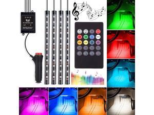 RCF Automotive LED Decor Strip Lights, 4pcs 48 LED Lights DV 12V Car Multi-color Music RGB LED Interior Lighting, Car Decorative Lights, With Sound-activated, Remote Controller, Car Charger Included RCF Automotive LED Decor Strip Lights, 4pcs 48 LED Lights DV 12V Car Multi-color Music RGB LED Interior Lighting, Car Decorative Lights, With Sound-activated, Remote Controller, Car Charger Included