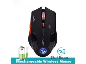 AZZOR Rechargeable Wireless Optical Mouse Mute Button Gaming Mice 2400dpi Built-in Battery For PC Laptop Computer AZZOR Rechargeable Wireless Optical Mouse Mute Button Gaming Mice 2400dpi Built-in Battery For PC Laptop Computer