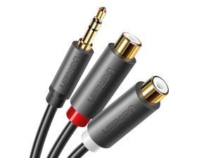 4x 6 inch 3.5mm Stereo Aux Female F to 2-RCA Adapter L R Male M Audio Cable Gold 