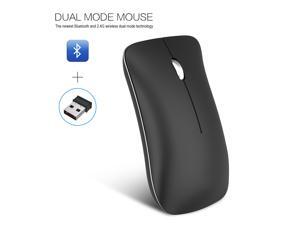 HXSJ Dual Mode: Bluetooth + 2.4 G wireless Wireless Gaming Mouse with Unique Silent Click, 400mAh Rechargeable, 1600 DPI, Ergonomic Grips, 3-Button Design - Black HXSJ Dual Mode: Bluetooth + 2.4 G wireless Wireless Gaming Mouse with Unique Silent Click, 400mAh Rechargeable, 1600 DPI, Ergonomic Grips, 3-Button Design - Black