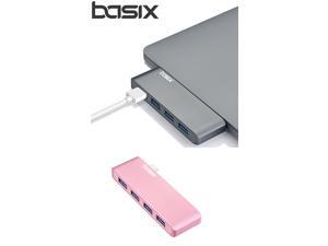 Basix T4 Aluminum Dock USB C Hub, Best Type-C Adapter 5Gbps High-speed Thunderbolt Apater with 4 USB 3.0 ports For MacBook Chromebook and USB C Laptops - Pink Basix T4 Aluminum Dock USB C Hub, Best Type-C Adapter 5Gbps High-speed Thunderbolt Apater with 4 USB 3.0 ports For MacBook Chromebook and USB C Laptops - Pink
