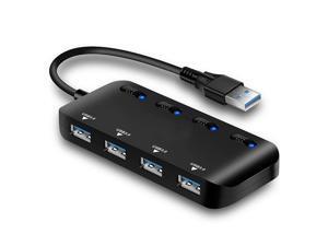 LUOM USB 3.0 Hub Splitter - USB Extender 4 Port USB Ultra Slim Data Hub with Individual Power Switch and LED LUOM USB 3.0 Hub Splitter - USB Extender 4 Port USB Ultra Slim Data Hub with Individual Power Switch and LED