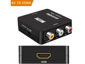 LUOM RCA to HDMI, 1080P Mini RCA Composite CVBS AV to HDMI Video Audio Converter Adapter Supporting PAL/NTSC with USB Charge Cable for PC Laptop Xbox PS4 PS3 TV STB VHS VCR Camera DVD - Black