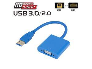 LUOM High Speed USB 3.0 to VGA Adapter Converter- PC Laptop Support Windows 7/8/8.1/10 for Desktop, Laptop, PC, Monitor, Projector, HDTV, Chromebook, NO Need CD Driver (Blue)