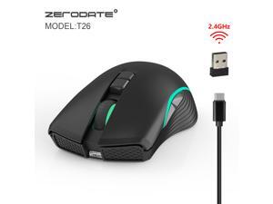 ZERODATE new TYPE-C fast charging mouse wireless mouse 2.4G colorful breathing light black suitable for notebook desktop PC ZERODATE new TYPE-C fast charging mouse wireless mouse 2.4G colorful breathing light black suitable for notebook desktop PC