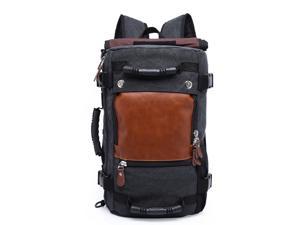 KAKA Vintage Canvas Backpack, 3-In-1 Convertible Carry-On Bag Duffel Bag Backpack Travel Bag Hiking Bag Camping Bag Rucksack fits 15.6-inch Laptop, Black