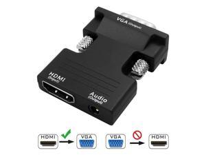 LUOM Active 1080P HDMI Female to VGA Male Adapter Converter with 3.5 mm Stereo Audio - for TVs, Speakers, Computers, Laptops, Gaming Consoles, Notebooks, Blu-ray DVD Players & More(Black)