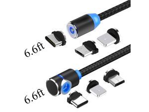 LUOM Magnetic Cable Type C, Nylon Braided Wire USB C Fast Charging Cable 6Phone Charger Cord for Samsung Galaxy S8 S8 Plus S9 Google Pixel/Pixel XL, Nexus 6P/5X, OnePlus, LG, HTC,(2-Pack,6.6ft)-Black