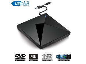 Rodzon External Cd Drive Type C Usb 3 0 Portable Cd Dvd Rw Drive Slim Dvd Cd Rom Rewriter Burner Writer Compatible With Laptop Desktop Pc Windows Linux Os Apple Mac Type C