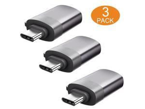 LUOM  Type C to USB 3.0 Adapter 3Pack, Type C to USB Female OTG Converter for C Port MacBook Pro/Air, Dell XPS, Samsung Galaxy Note 8/Note 9/S8/S9/S10, LG G5/G6, Nexus 5X, MacBook 2018 2017 2016,Gray