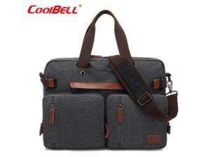 LUOM 156inch Laptop Computer Bag Messenger Bag Multicompartment Briefcase Convertible Laptop Backpack Canvas Gray
