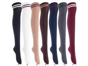 Meso Women's 4 Pairs Awesome Thigh High Cotton Socks, Comfortable, Soft and Super Durable Size 6-9 M1023 (Assorted)