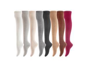 Meso Women's Big Girl's 4 Pairs Splendid Knee High Cotton Socks, Strong, Soft, Cozy, Stylish Suitable for Multiple Activities Size 6-9 M1024 (Assorted)