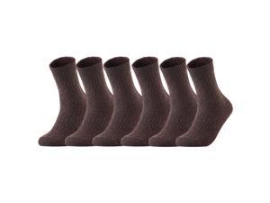 Women's 6 Pairs Ultralight Breathable Cozy Wool Crew Socks. Sweat Absorbent Great Activewear for Fun Sports Size 6-9 HR1613(Coffee)