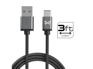 Ghostek NRGline USB Type C Cable 3FT with Ultra Fast Charging and Super Tough Nylon Braided Cord, USB-C to USB-A Charger for Galaxy S10, S10E, S9, S8, S20+ Plus, Note 10, Z Flip, LG K50 - (Gray)