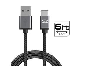 Ghostek NRGline USB Type C Cable 6FT with Ultra Fast Charging and Super Tough Nylon Braided Cord, USB-C to USB-A Charger for Galaxy S10, S10E, S9, S8, S20+ Plus, Note 10, Z Flip, LG K50 - (Gray)