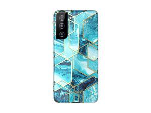 Scarlet Blue Waves Galaxy S21 Case with Slim Sleek Stylish Protective Design and Shiny Gold Accents Durable Phone Cover Designed for 2021 Samsung Galaxy S21 5G 62 Inch Blue Waves