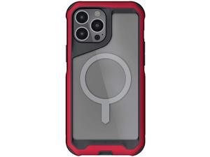 Ghostek ATOMIC slim iPhone 13 Pro Max Case MagSafe Ring Magnet BuiltIn for Wireless Charging and Accessories Crystal Clear Back with Aluminum Frame Designed for 2021 Apple iPhone13ProMax 67 Red