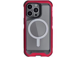 Ghostek ATOMIC slim Clear Case for iPhone 13 Pro with MagSafe Magnetic Ring Built-In Lightweight Aluminum Alloy Metal Protective Bumper Phone Cover Designed for 2021 Apple iPhone13Pro (6.1 Inch) (Red)