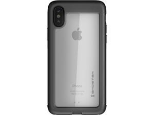 Ghostek Atomic Slim Clear iPhone X 10 Case with Space Metal Bumper Super Heavy Duty Protection Shockproof Military Grade Aluminum Wireless Charging Compatible for 2017 iPhone X 10 58 Inch  Black
